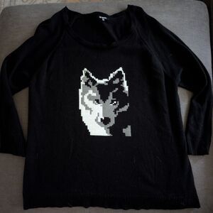 BB Dakota Wolf Tunic Sweater 3X 100% acrylic Black